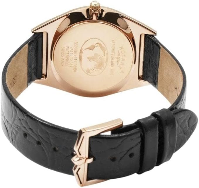 Rotary gold watch GS08003/01 with a leather strap and white dial