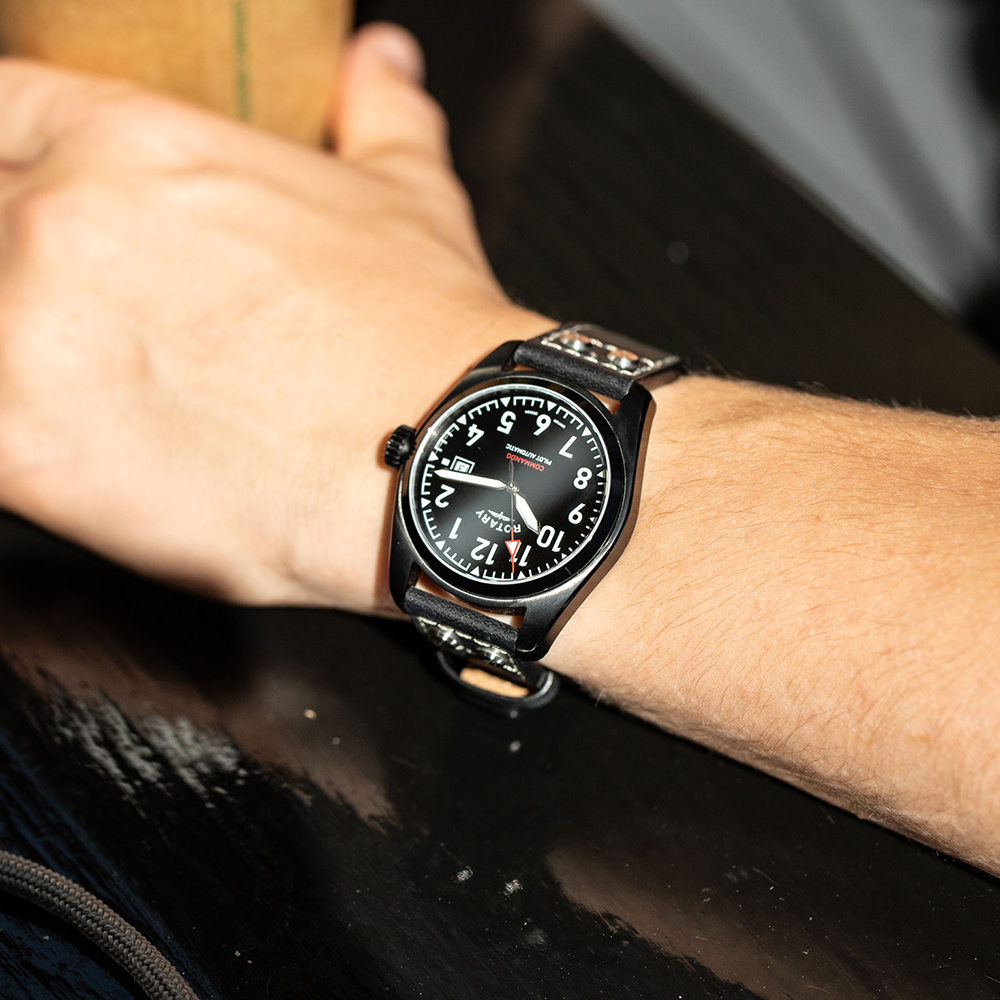 Rotary RW 1895 Pilot Automatic Black Edition Watch - GS05474/19