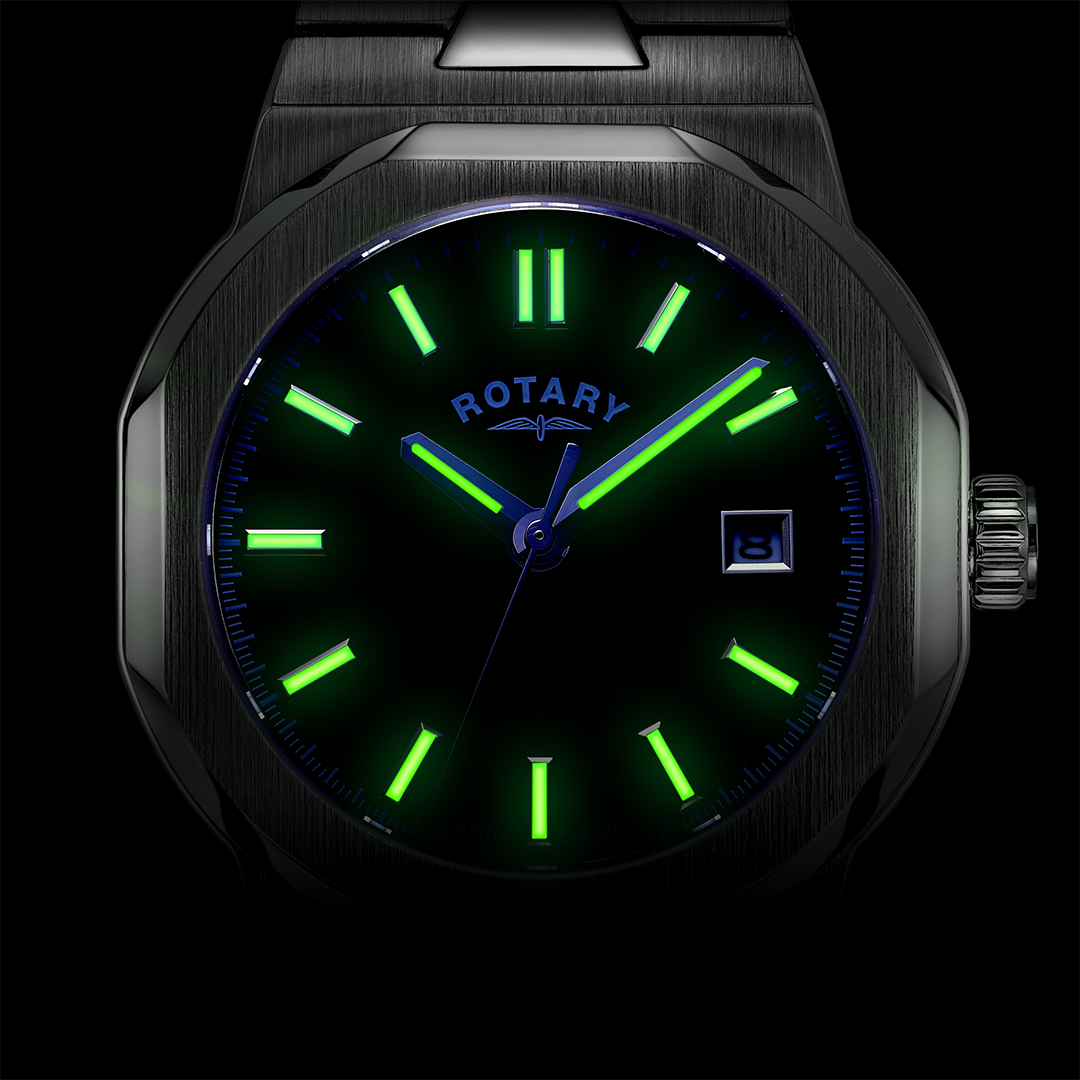 Rotary sport watch in stainless steel with lume