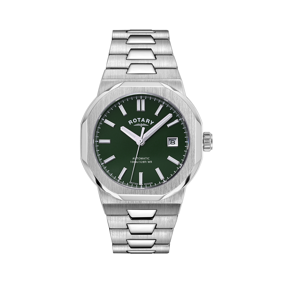 Rotary sport watch in stainless steel with a green dial