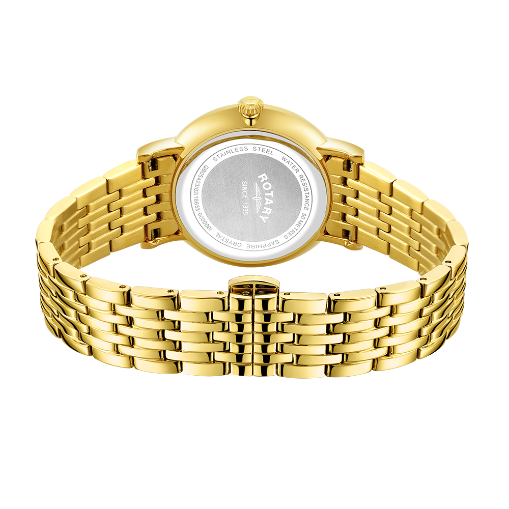 Rotary mens gold watch with gold bracelet