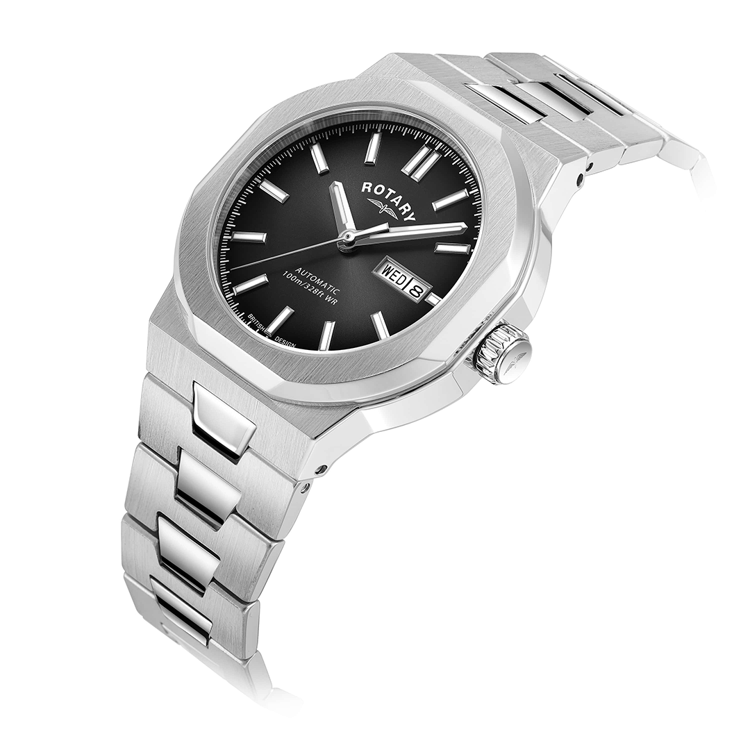 Rotary sport watch in stainless steel with a black dial