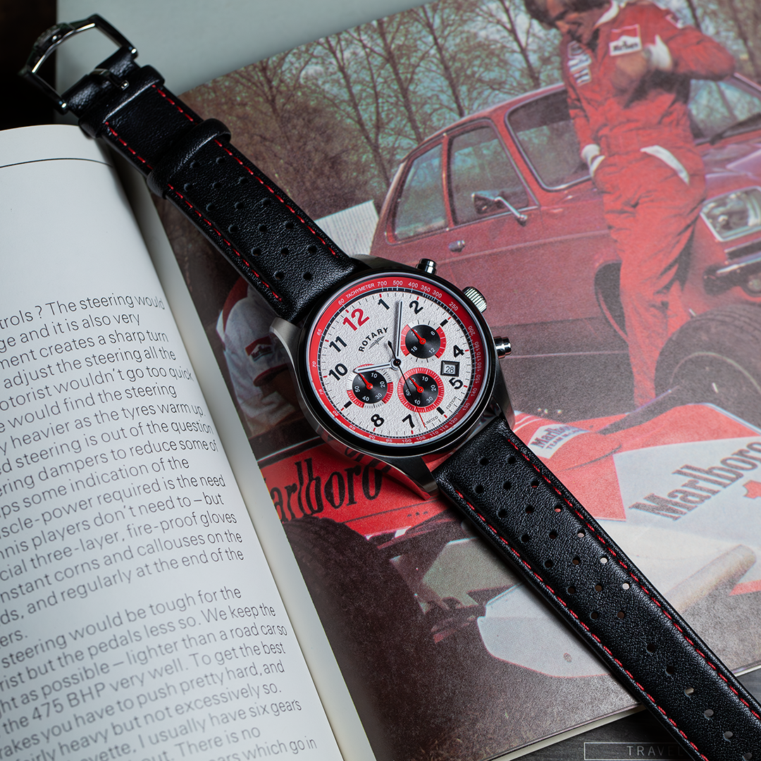 Rotary GS00450-29 watch in stainless steel with a white and red dial