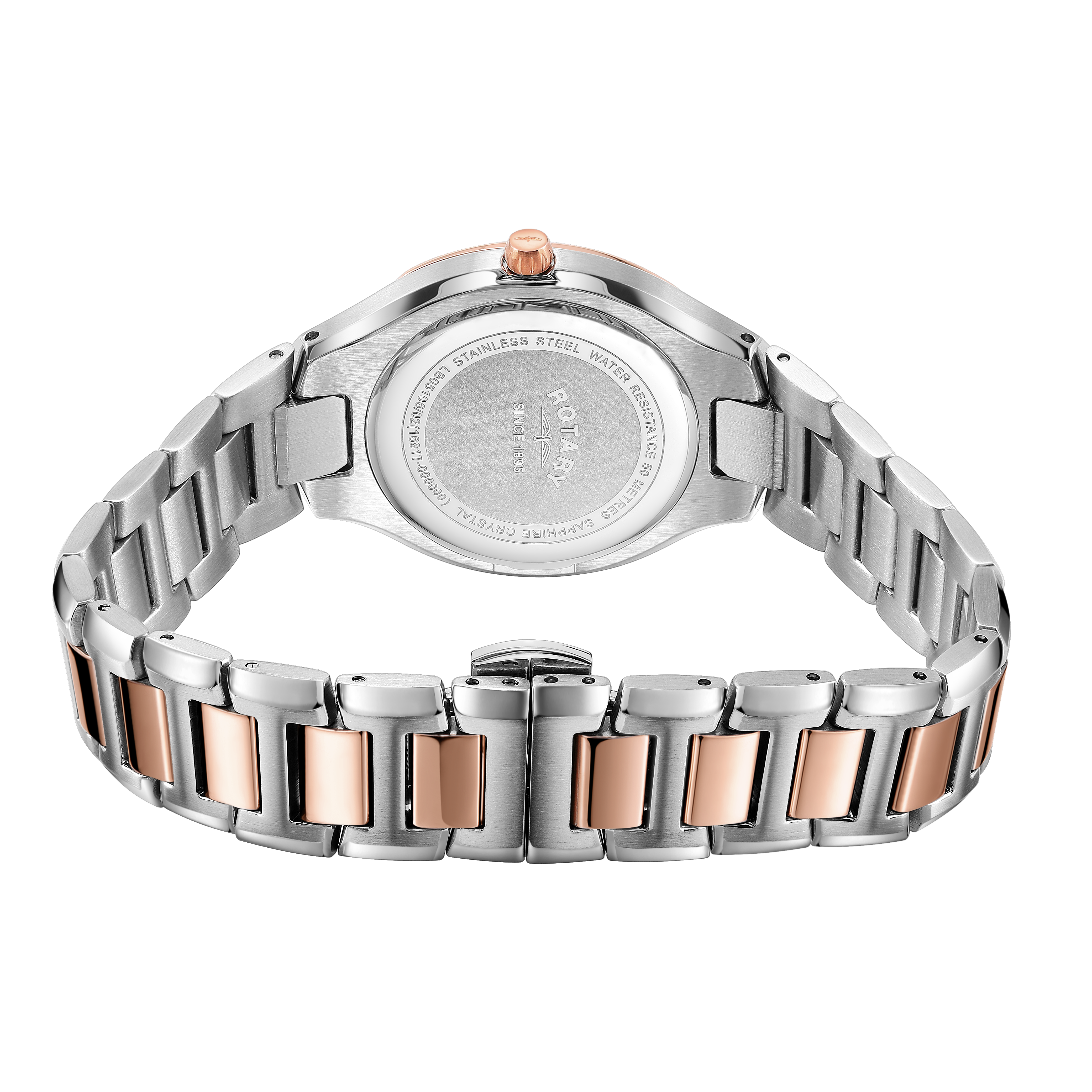 Rotary ladies watch with a two-tone rose gold and stainless steel case and bracelet