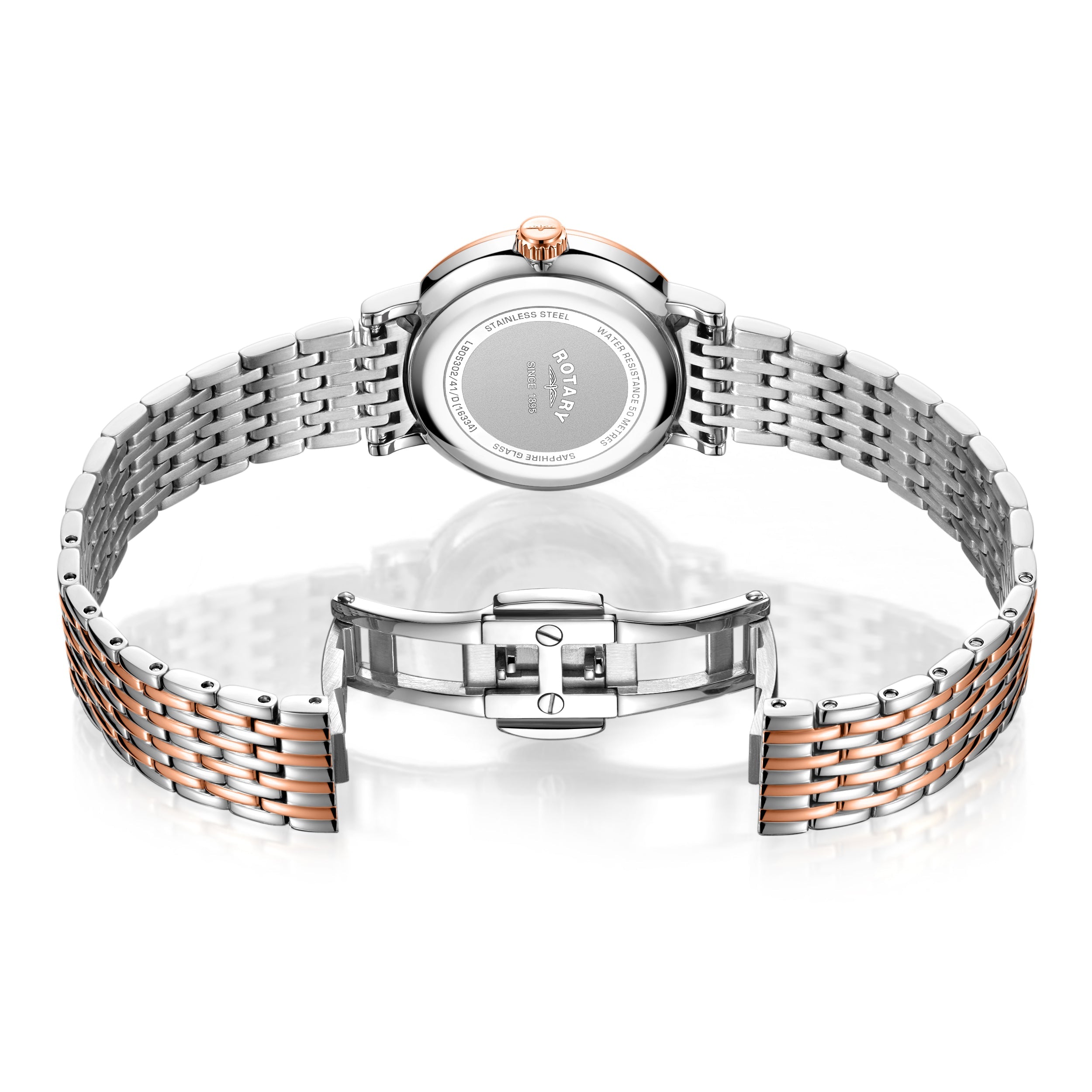 Rotary ladies watch in two-tone stainless steel and rose gold