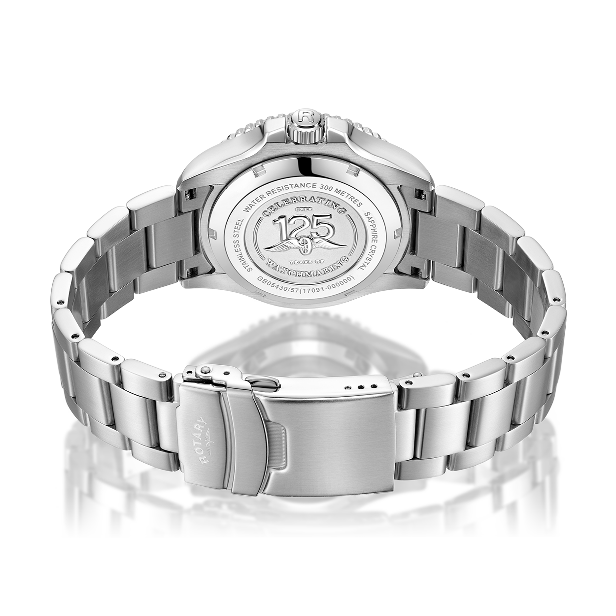 rotary seamatic mens watch in stainless steel with a stainless steel bracelet