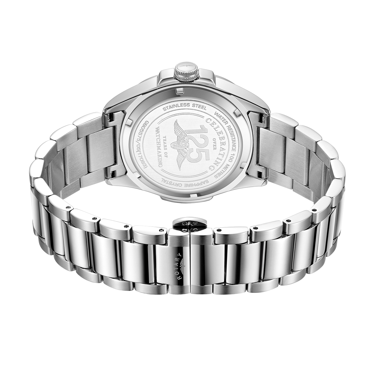 Rotary stainless steel watch with a stainless steel strap