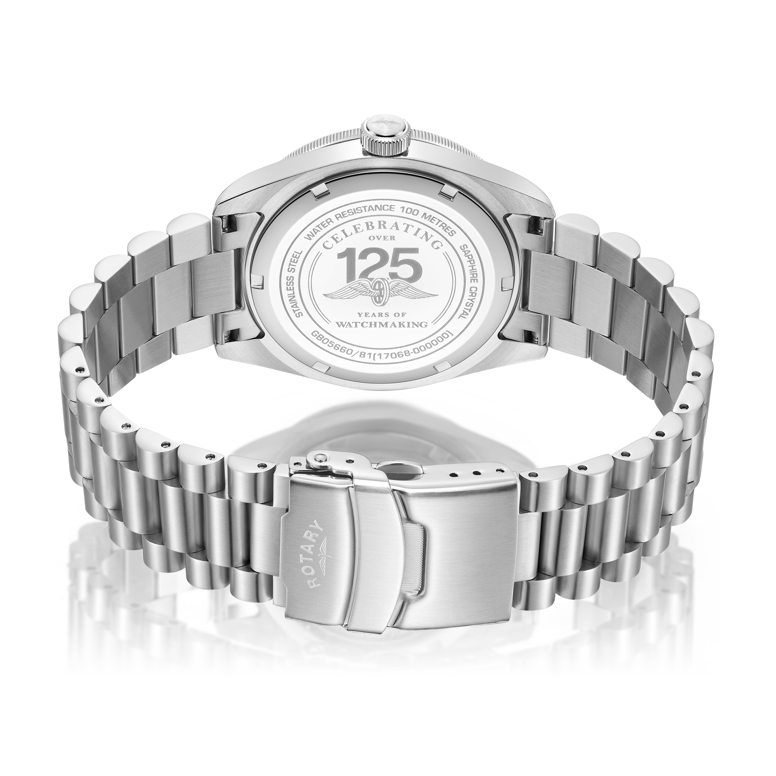 Rotary mens watch in stainless steel with a stainless steel bracelet