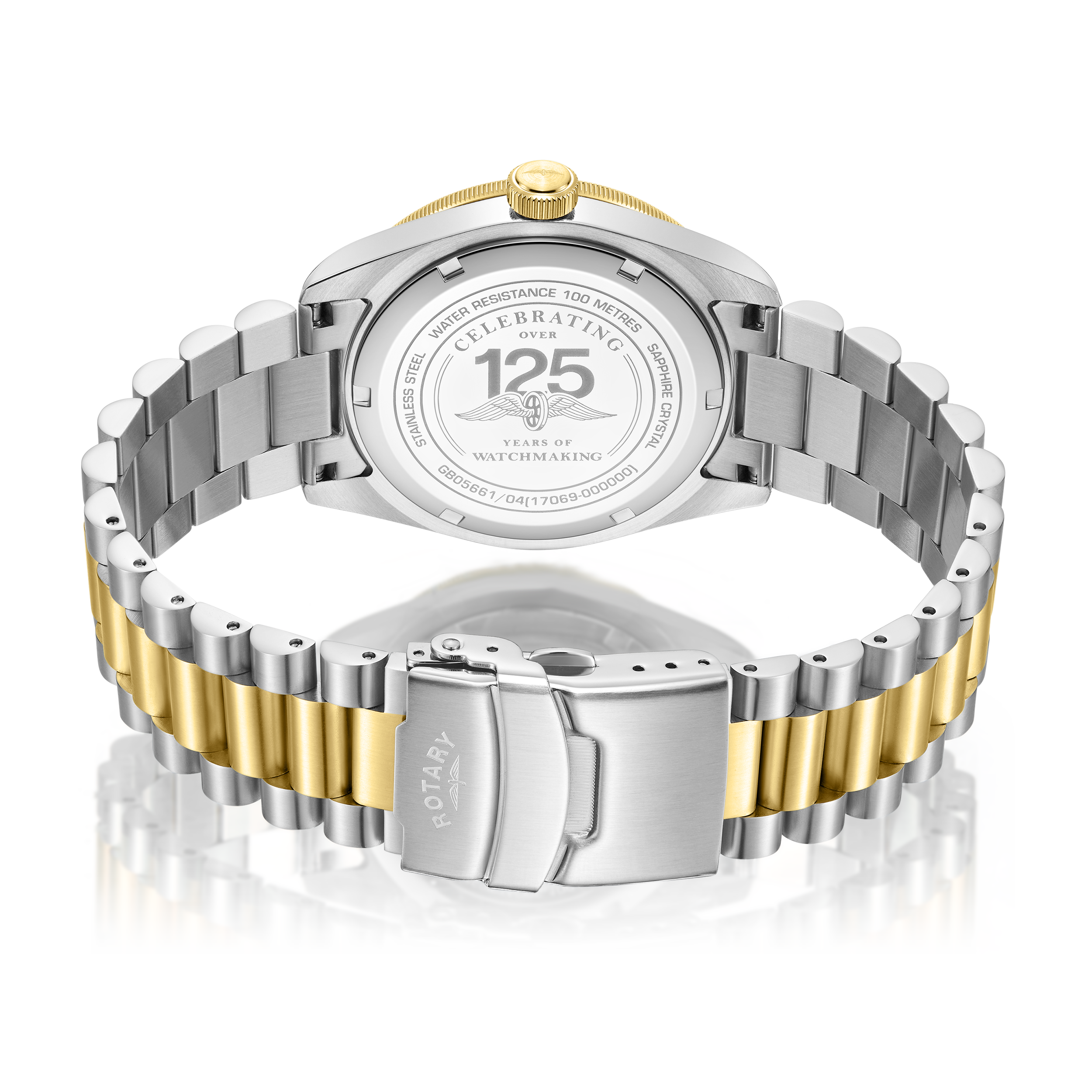 Rotary mens two tone dive watch with a two tone presidential bracelet